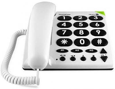DORO t&eacute;l&eacute;phone filaire grandes touches s&eacute;nior blanc