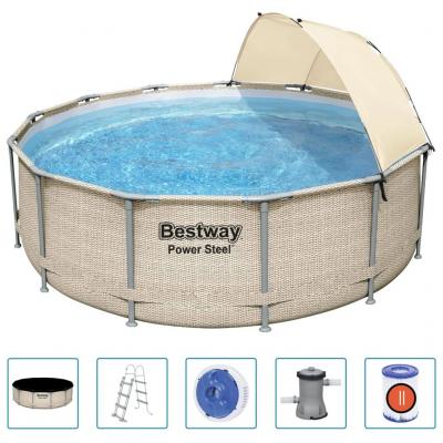 BESTWAY Piscine -  - Power Steel - 396 cm - Acier inoxydable - Hors-sol