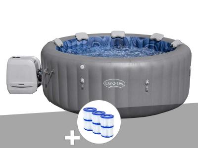 BESTWAY Kit spa gonflable Lay-Z-Spa Santorini rond HydroJet Pro 5/7 places + 6 filtres