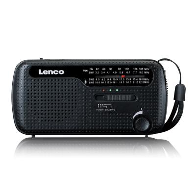 LENCO Radio &agrave; Manivelle et Solaire avec Lampe de Poche Mod&egrave;le MCR-113 Noir - Neuf
