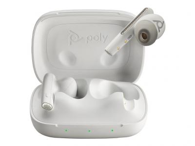  POLY &Eacute;couteurs sable blanc Voyager Free 60 UC M + adaptateur USB-C BT700 + &eacute;tui de charge de base - Neuf