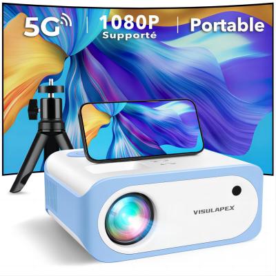 VISULAPEX Mini Projecteur avec Tr&eacute;pied,  V3 5G WiFi 9000 Lumens - Portable 1080P Full HD Support&eacute;e