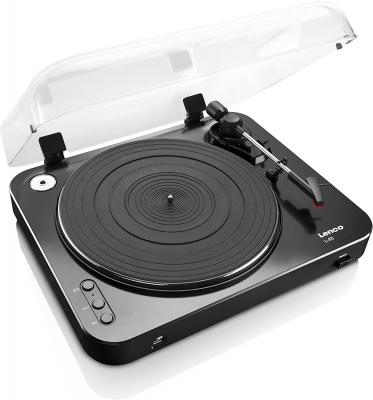 LENCO Platine Vinyle tourne disque 33,45 tr/min avec encodeur USB Direct noir