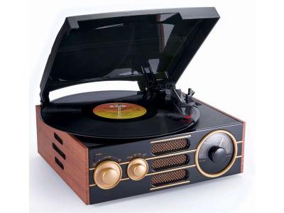 BIGBEN INTERACTIVE  - Tourne disques radio antique or mat 3 vitesses