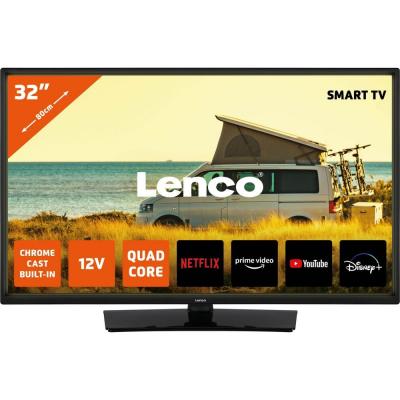 LENCO  32 Smart TV Android avec adaptateur voiture 12&nbsp;V LED-3263BK Noir