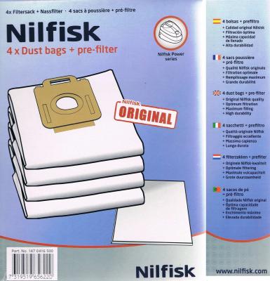 NILFISK Sac aspirateur  Power Series Dustbags - 4 sacs poussi&egrave;re + pr&eacute;-filtre