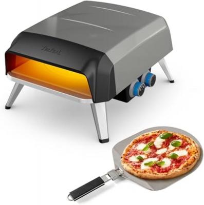 TEFAL Four &agrave; pizza au gaz gris 50 kW avec pierre rotative