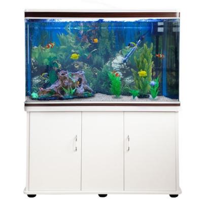 MONSTERSHOP Aquarium &agrave; bords Blanc & Noisette, Kit de D&eacute;marrage, Meuble de support Blanc
