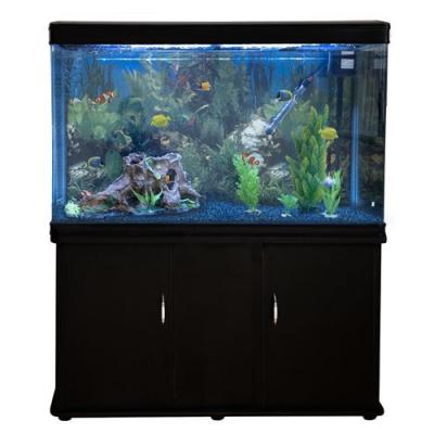 MONSTERSHOP Aquarium &Agrave; Bords Noir Avec Meuble Noir Et Gravier Bleu