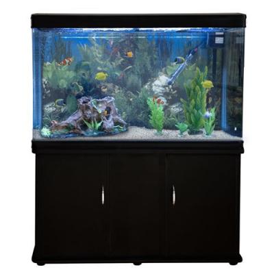 MONSTERSHOP Aquarium &agrave; bords Noir avec Kit de D&eacute;marrage et Meuble de support Noir 