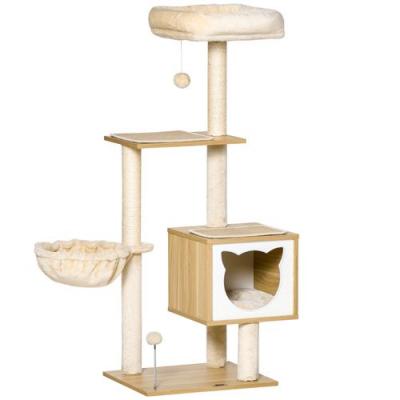 PAWHUT Arbre &agrave; chat multi-&eacute;quipement H126 cm beige