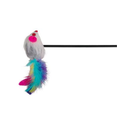 MON ANIMALERIE Canne &agrave; p&ecirc;che souris en plastique/peluche, catnip 50 cm