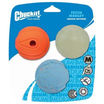 CHUCKIT ! Medley Lot de 3 balles rebondissantes pour chien 12 balles