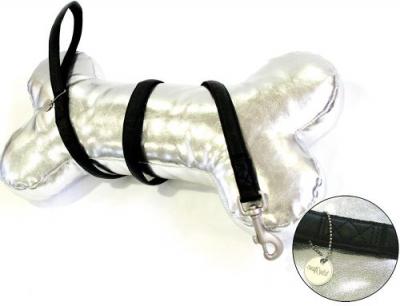 CROCI harnais r&eacute;glable en Cuir Mylord Reg Noire pour Chiens 35-60X15 mm 