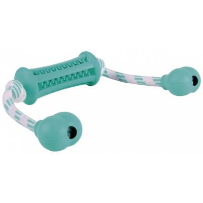 MON ANIMALERIE Denta fun b&acirc;ton avec corde, menthe, caout. natur. 9 cm/37 cm
