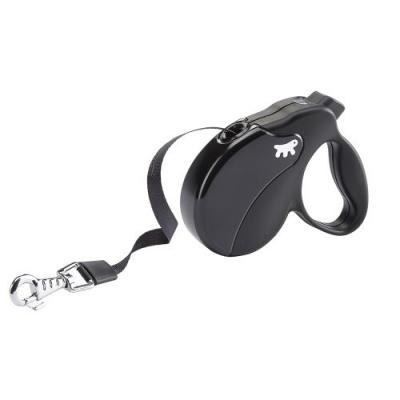 FERPLAST Laisse r&eacute;tractable pour chiens AMIGO TAPE SMALL, sangle r&eacute;tractable, 5 m&egrave;tres, max 15 kg, Noir