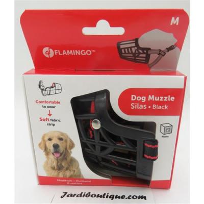 FLAMINGO Museli&egrave;re SILAS M noir. 28 cm 36-47 cm. pour chien.