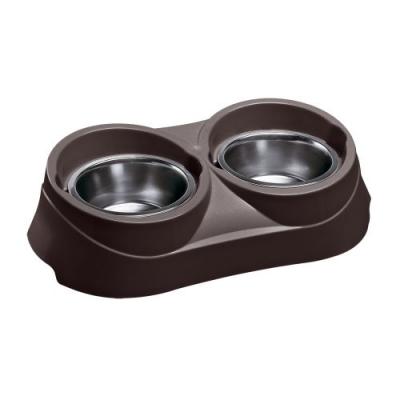 FERPLAST  Porte-gamelle gamelles acier bord de confinement nourriture eau chien  DUO FEED Noir 