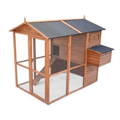 SWEEEK Poulailler en bois COTENTINE. 6 &agrave; 8 poules. cage &agrave; poule avec enclos