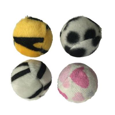 L3C Jouet pour chat - Set de 4 balles -Z&eacute;br&eacute;es - Polyester - &Oslash;4cm