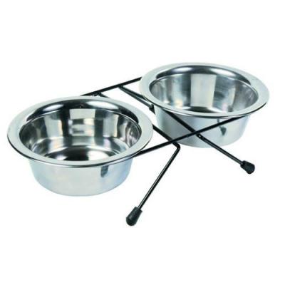 TRIXIE  - Support 2 &eacute;cuelles inox 0,45 L diam&egrave;tre 12 cm