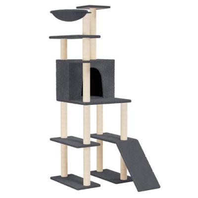 VIDAXL Mercatoxl - Arbre &agrave; chat avec griffoirs en sisal Gris fonc&eacute; 166 cm