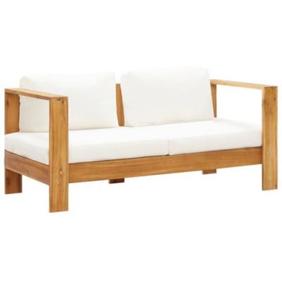 VIDAXL  Canap&eacute; De Jardin Avec Coussin 140 Cm Acacia Solide Blanc Cr&egrave;me
