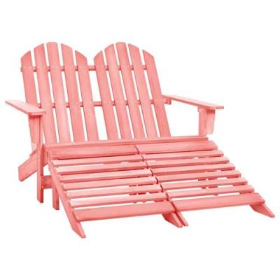 VIDAXL  chaise de jardin adirondack 2 places et pouf sapin rose