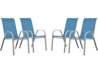 HABITAT ET JARDIN Fauteuil jardin Textil&egrave;ne ""Cordoba"" - Phoenix - Bleu - Lot de 4