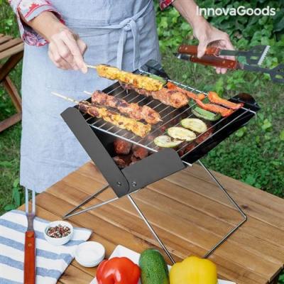 INNOVAGOODS Mini-barbecue Pliable Portable pour Charbon Foldecue  vert