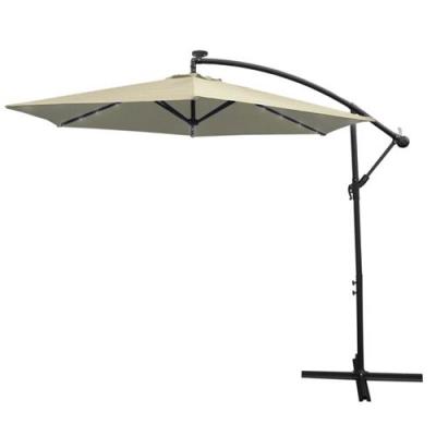  Parasol D&eacute;port&eacute; Cr&egrave;me Incinable Ombrage de 3M 24 LED Energie Solaire Protection 
