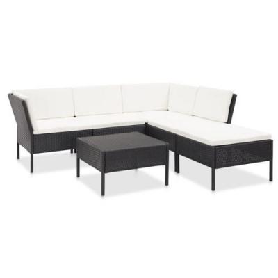 VIDAXL  salon de jardin 6 pcs avec coussins r&eacute;sine tress&eacute;e noir 48940