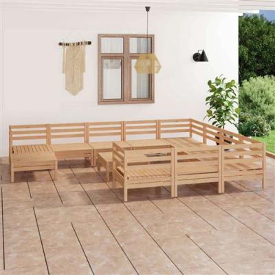  Excellente Salon De Jardin 12 Pcs Bois De Pin Massif-756650