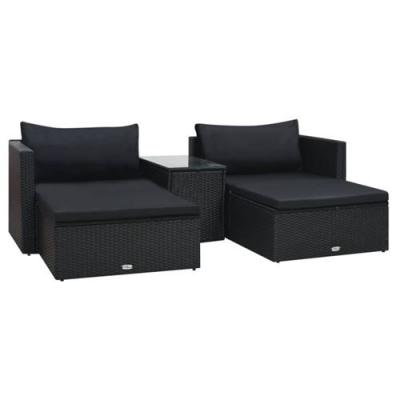 VIDAXL  - Salon de jardin 5 pcs avec coussins R&eacute;sine tress&eacute;e Noir Noir