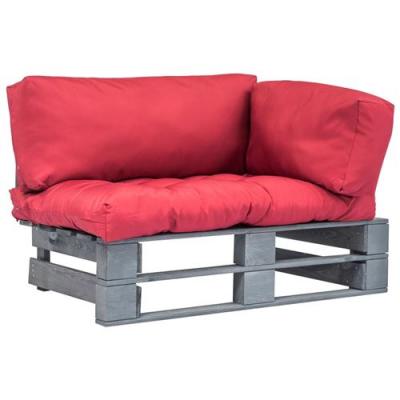 VIDAXL Canap&eacute; de jardin palette avec coussins rouge Pin&egrave;de