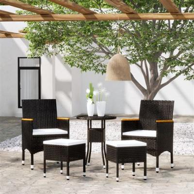 VIDAXL  salon de jardin 5 pcs r&eacute;sine tress&eacute;e noir