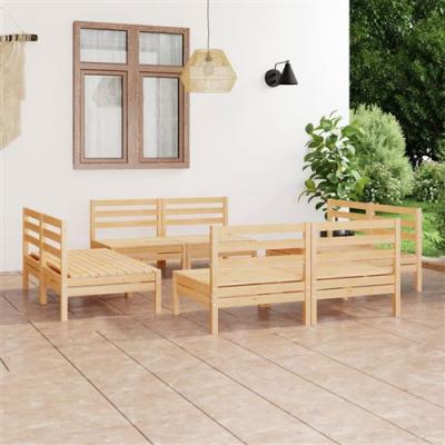  Mercatoxl - Salon de jardin 8 pcs Bois de pin massif