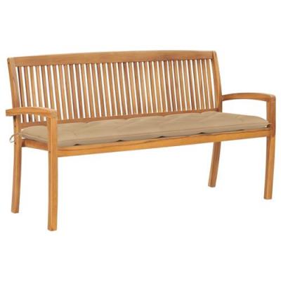 VIDAXL Banc de jardin empilable et coussin 159 cm Bois de teck massif3063324