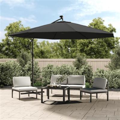 VIDAXL Parasol De Jardin En Porte-&agrave;-faux Et Lumi&egrave;res Led M&acirc;t En M&eacute;tal 