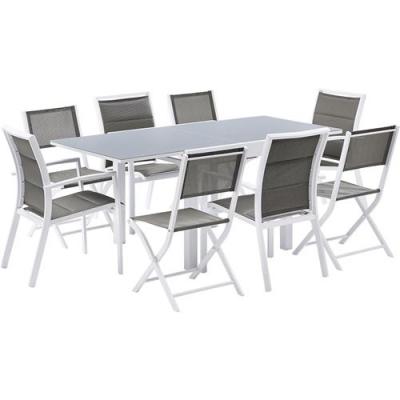 WILSA GARDEN  - Salon de jardin design 8 personnes Modulo blanc