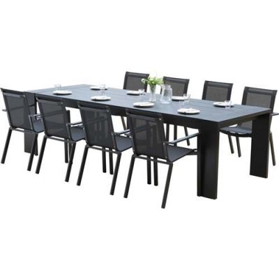 WILSA GARDEN  - Salon de jardin en aluminium gris Ibiza 8 personnes