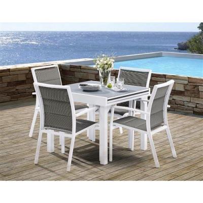 WILSA GARDEN  - Salon de jardin moderne 4 personnes Modulo blanc