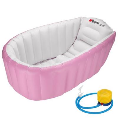  Baignoire gonflable antid&eacute;rapante pliable pour b&eacute;b&eacute; &eacute;pais avec pompe &agrave; pied 98*65*28cm rose 