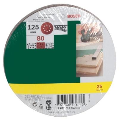 BOSCH Set de 25 Feuilles Abrasives 125 mm 2607019493 