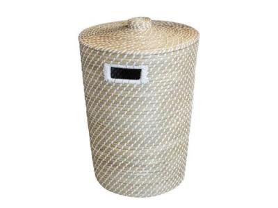 BOX & BEYOND Panier &agrave; linge fibre v&eacute;g&eacute;tale Phuket, naturel, 40 x 52 x 40 cm