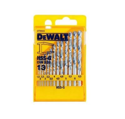 DEWALT  DT5922-QZ Coffret de Foret HSS-G, Jaune/noir, Set de 13 Pi&egrave;ces