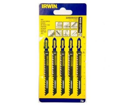 IRWIN  lot de 5 lames de scie sauteuse coupe bois - t144dp - 6 tpii - 100 mm