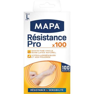 MAPA  - Bo&icirc;te de 100 Gants Fins R&eacute;sistance Pro - Taille L-8/8.5