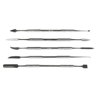 MAXICRAFT  90989 Jeu de 5 brunissoirs en acier inoxydable avec manche stri&eacute;, Argent