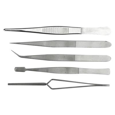 MAXICRAFT  90975 Jeu de 5 pinces brucelles courtes 110/130 mm - formes assorties, Argent